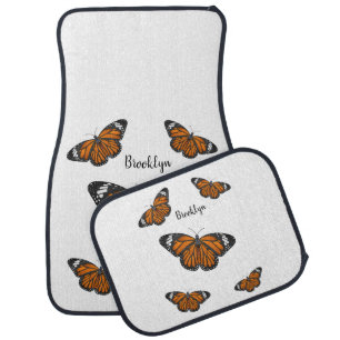 Monarch butterfly cartoon illustration car floor mat