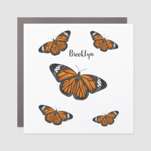 Monarch butterfly cartoon illustration  car magnet