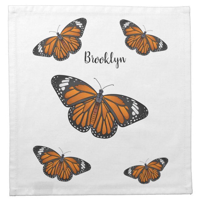 Monarch butterfly cartoon illustration  cloth napkin (Front)