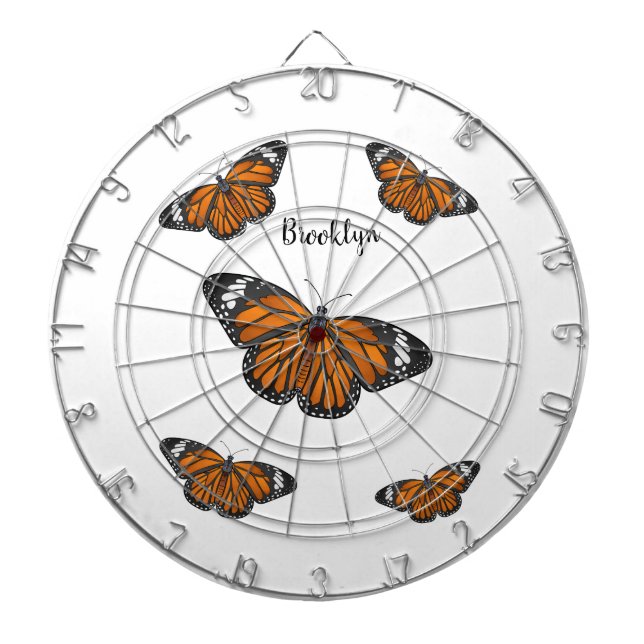 Monarch butterfly cartoon illustration dart board (Front)