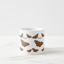 Monarch butterfly cartoon illustration espresso cup
