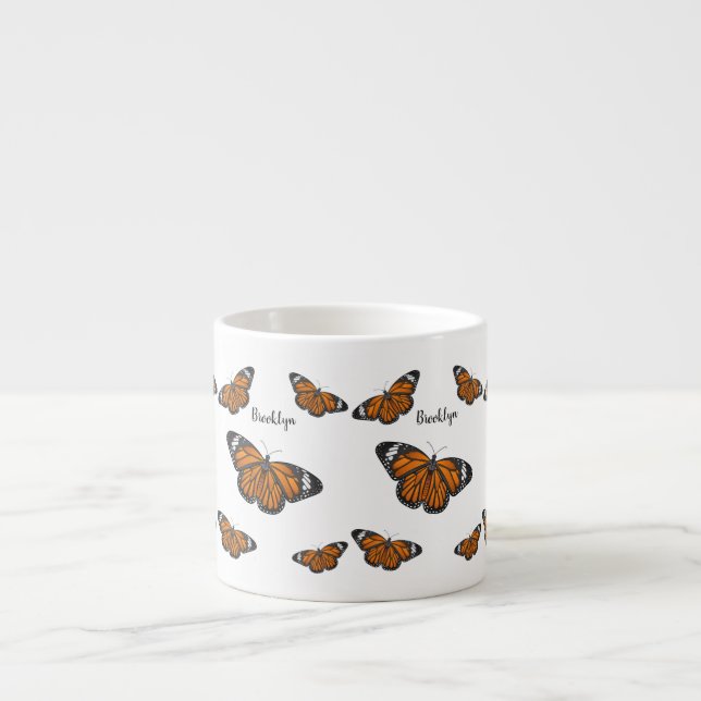 Monarch butterfly cartoon illustration  espresso cup (Front)