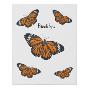 Monarch butterfly cartoon illustration faux canvas print