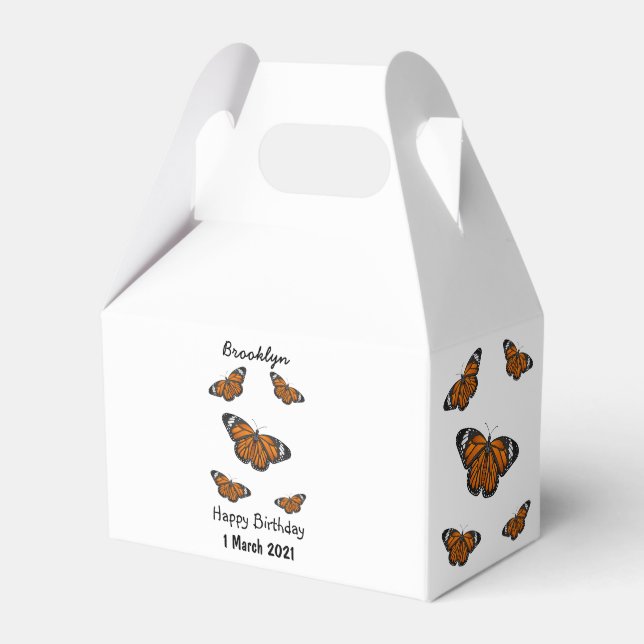 Monarch butterfly cartoon illustration favor boxes (Front Side)