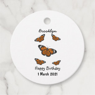 Monarch butterfly cartoon illustration favor tags