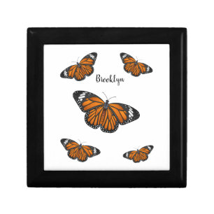 Monarch butterfly cartoon illustration gift box