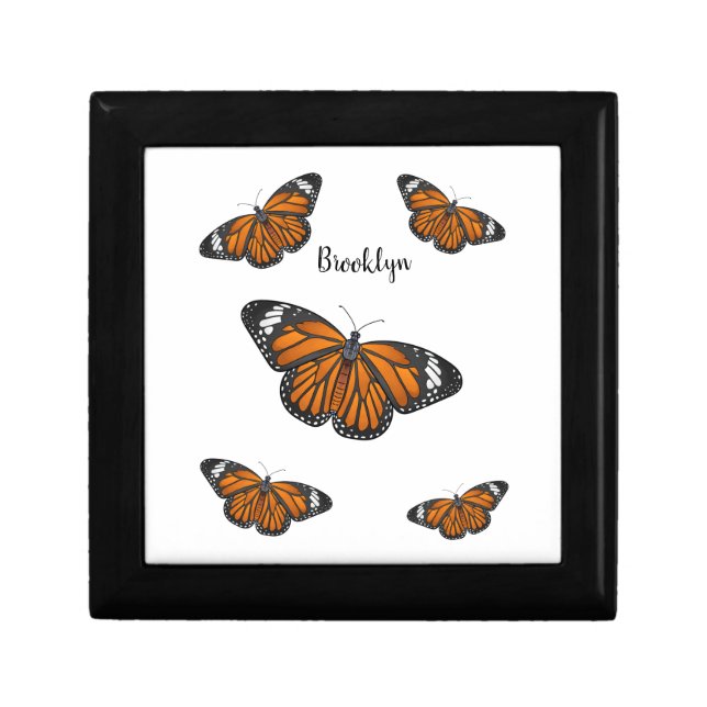 Monarch butterfly cartoon illustration  gift box (Front)