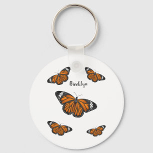 Monarch butterfly cartoon illustration  keychain