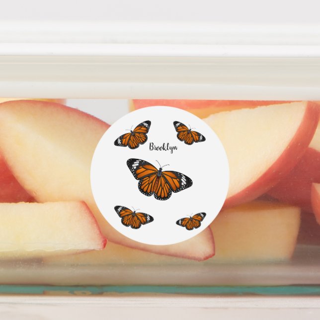 Monarch butterfly cartoon illustration labels (Affixed)
