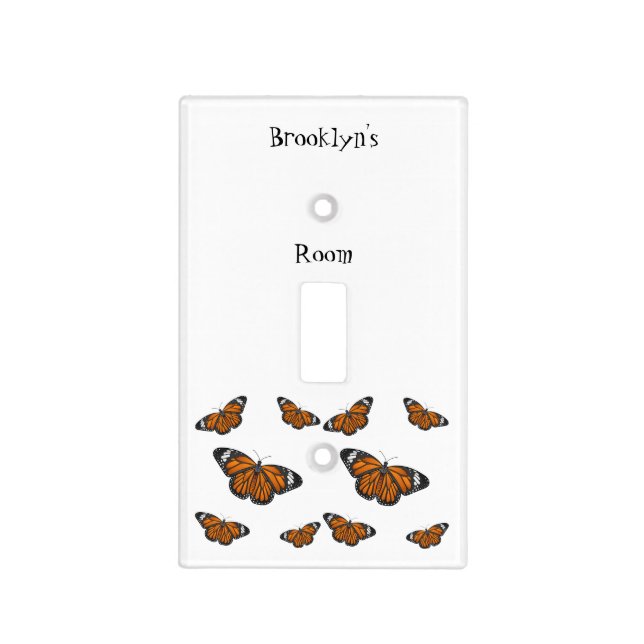 Monarch butterfly cartoon illustration light switch cover (Front)