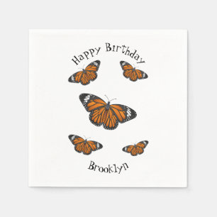 Monarch butterfly cartoon illustration napkins