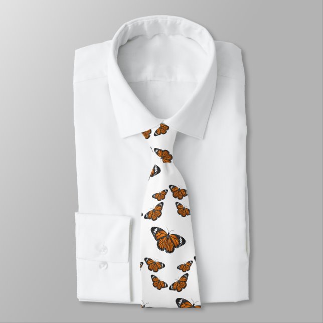 Monarch butterfly cartoon illustration neck tie (Tied)