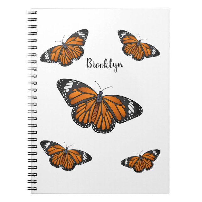 Monarch butterfly cartoon illustration  notebook (Front)