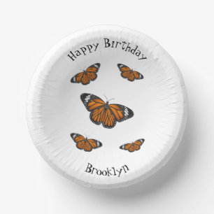Monarch butterfly cartoon illustration paper bowls