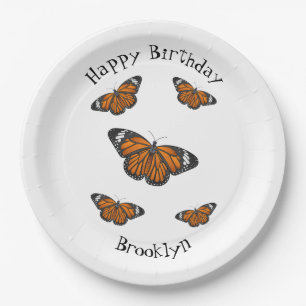 Monarch butterfly cartoon illustration paper plates