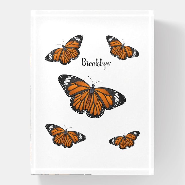 Monarch butterfly cartoon illustration paperweight (Vertical)