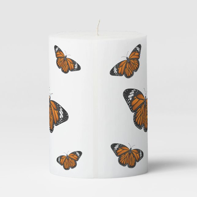 Monarch butterfly cartoon illustration  pillar candle (Back)
