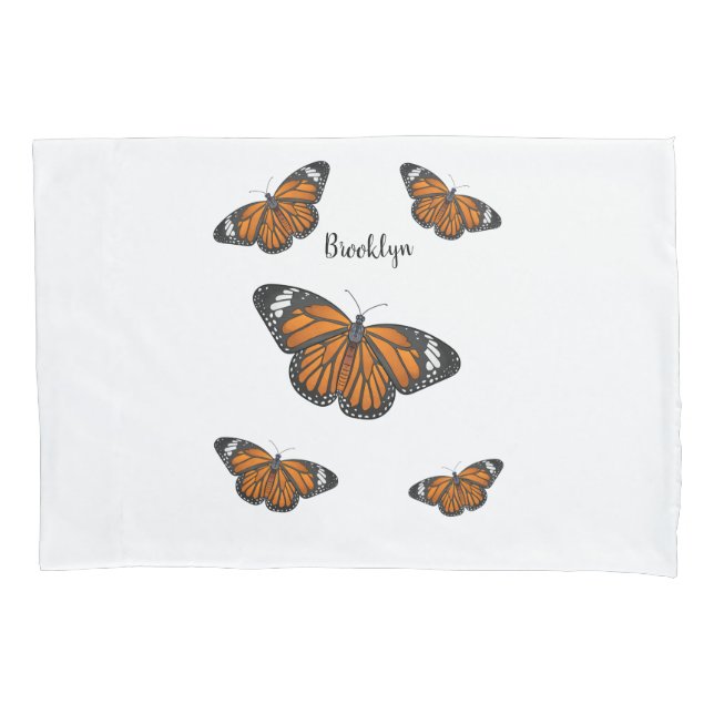Monarch butterfly cartoon illustration  pillow case (Front)