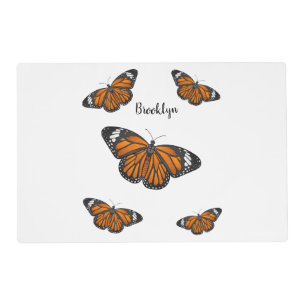 Monarch butterfly cartoon illustration placemat