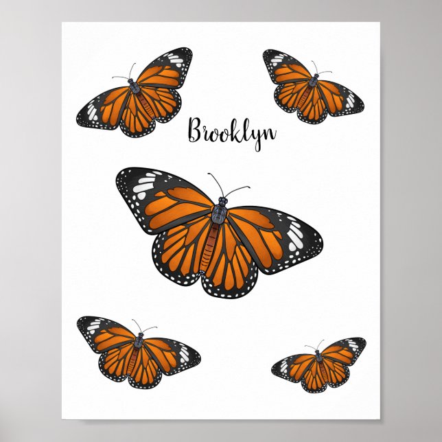 Monarch butterfly cartoon illustration  poster (Front)