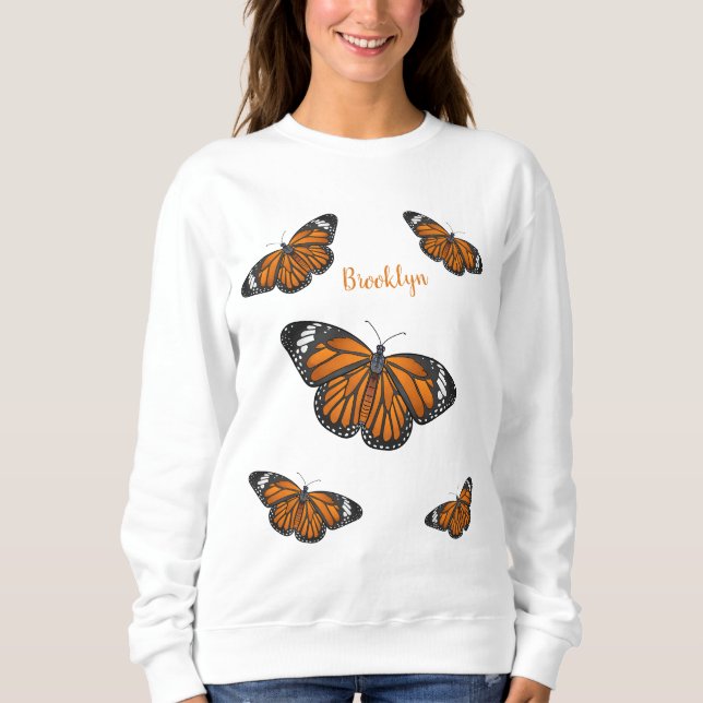 Monarch butterfly cartoon illustration  sweatshirt (Front)
