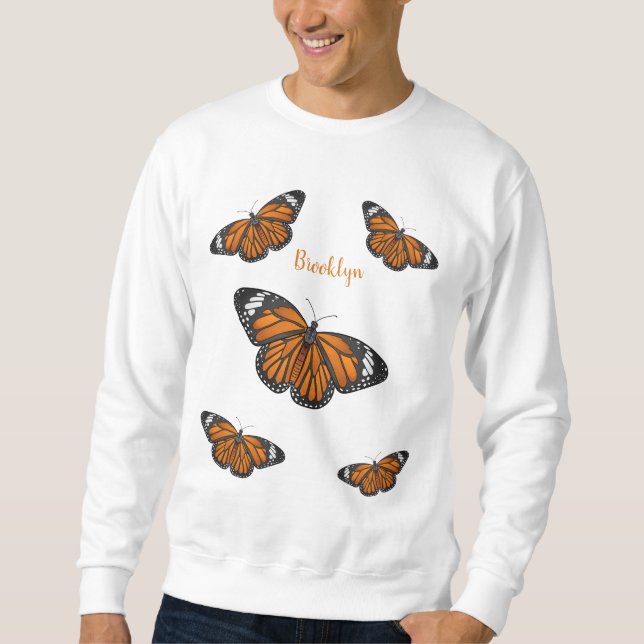 Monarch butterfly cartoon illustration  sweatshirt (Front)