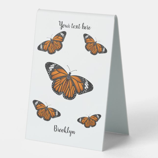 Monarch butterfly cartoon illustration  table tent (Front)