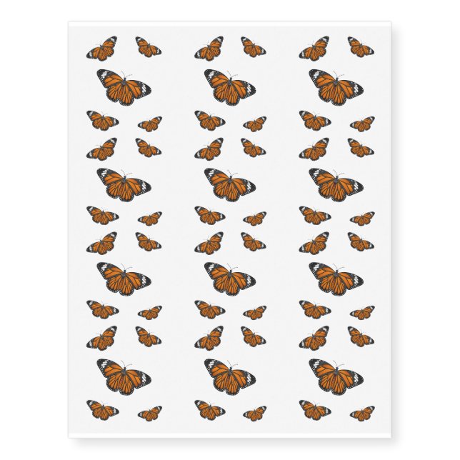 Monarch butterfly cartoon illustration  temporary tattoos (Front)