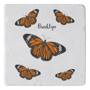 Monarch butterfly cartoon illustration trivet