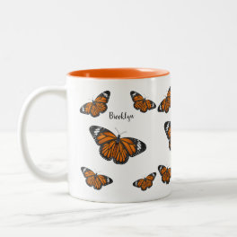 Monarch butterfly cartoon illustration Two-Tone coffee mug