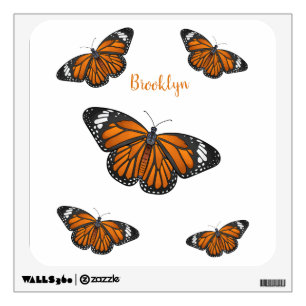 Monarch butterfly cartoon illustration wall decal