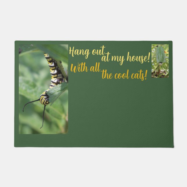 Monarch butterfly caterpillar doormat (Front)