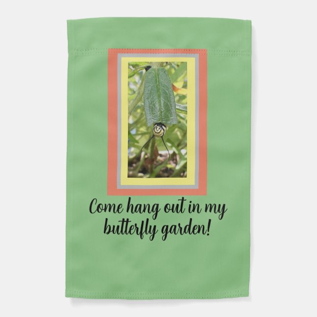 Monarch butterfly caterpillar garden flag (Front)