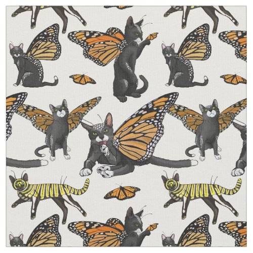 Monarch Butterfly Cats with Cat_erpillar Print Fabric