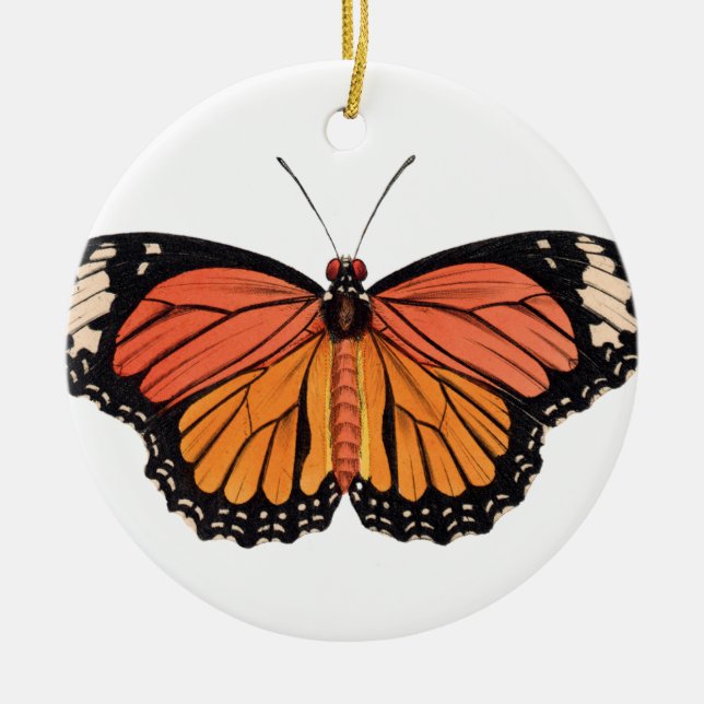 Monarch Butterfly Ceramic Ornament (Front)