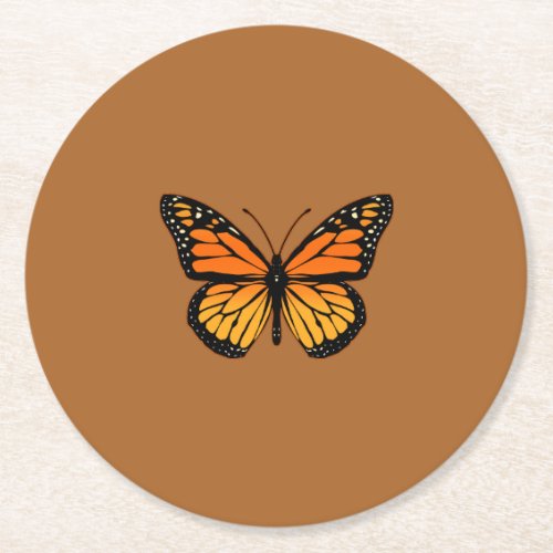 Monarch Butterfly Colors Round Paper Coaster