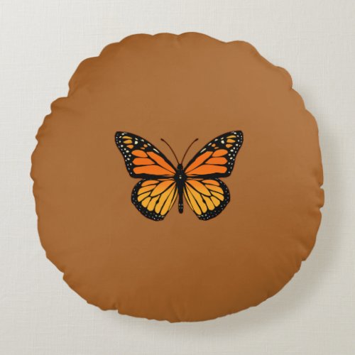 Monarch Butterfly Colors Round Pillow