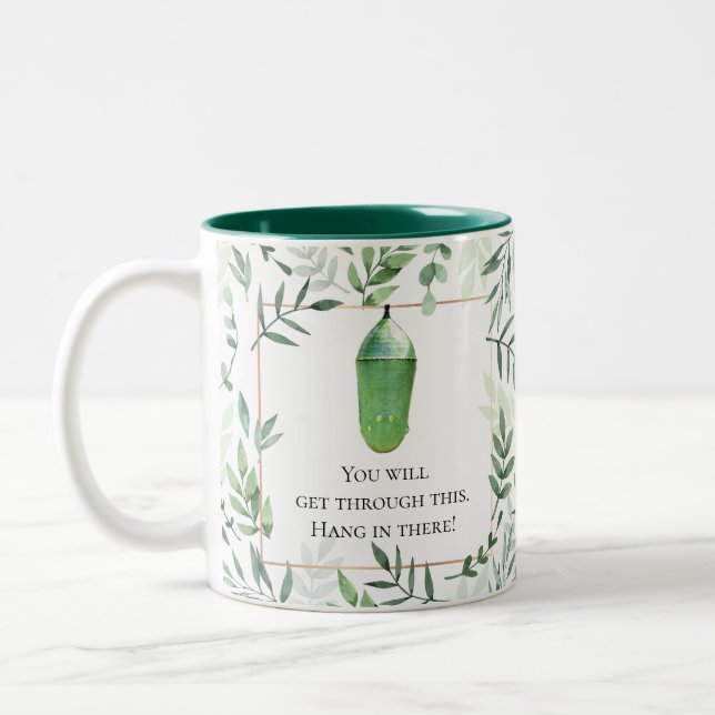 Monarch Butterfly Custom Encouraging Message Two-Tone Coffee Mug (Left)