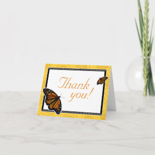 Monarch Butterfly Custom Yellow Thank You Cards