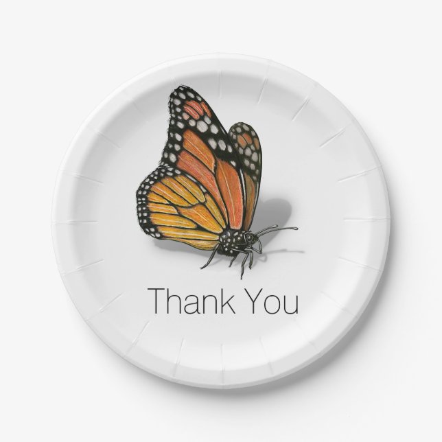 Monarch Butterfly Customizable Text Paper Plates (Front)