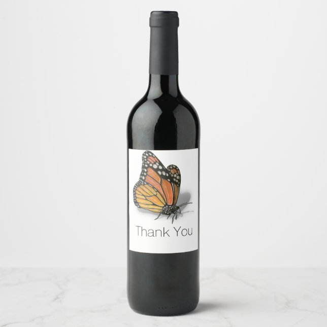 Monarch Butterfly Customizable Text Wine Label (Front)