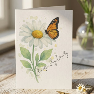 Monarch Butterfly Daisy Flower Choose Joy Thank You Card
