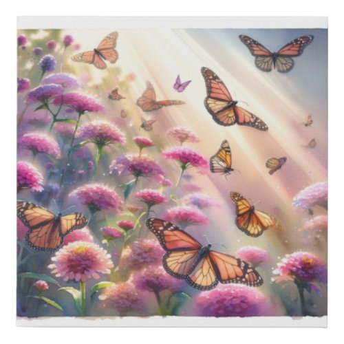 Monarch Butterfly Dance REF252 _ Watercolor Faux Canvas Print
