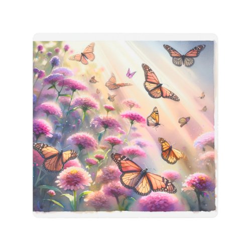 Monarch Butterfly Dance REF252 _ Watercolor Metal Print