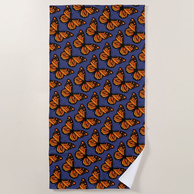 Monarch Butterfly Design - Beach Towel (Front)