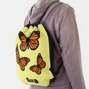 Monarch Butterfly Design - Drawstring Backpack
