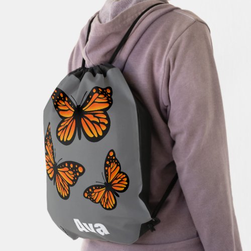 Monarch Butterfly Design _ Drawstring Backpack