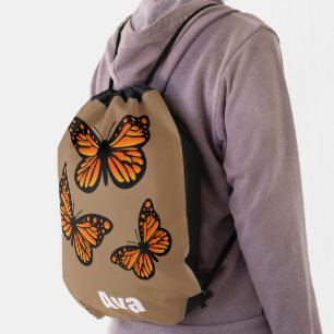 Monarch Butterfly Design - Drawstring Backpack