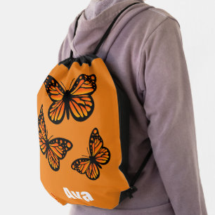 Monarch Butterfly Design - Drawstring Backpack