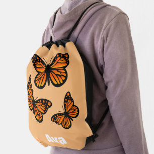Monarch Butterfly Design - Drawstring Backpack